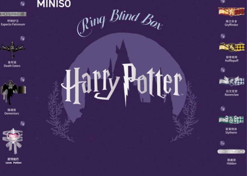Harry Magical School Wizard Witch X Miniso | Harry Magical School Four House and Special Symbol Ring Blind Box - Kawaii items Mystery Box