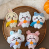 ChiiKawa X Miniso Fluffy Bear Series | ChiiKawa Hachiware Usagi Momonga Crab Wearing Scarf Holding Maple Leaf Cute Plush Doll Keychain - Kawaii Items Room Decoration Doll