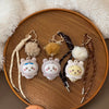 ChiiKawa X Miniso Fluffy Bear Series | ChiiKawa Hachiware Usagi Wearing Fluffy Bear Cloak Plastic Doll with Wool Ball Keychain - Kawaii Items Room Decoration