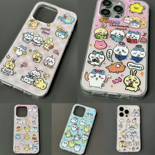 Japanese Cartoon ChiiKawa | Chiikawa Hachiware Usagi X Kirby Hangyodon - iPhone Case 11 12 13 14 15 16 16e 17 17e Pro Promax