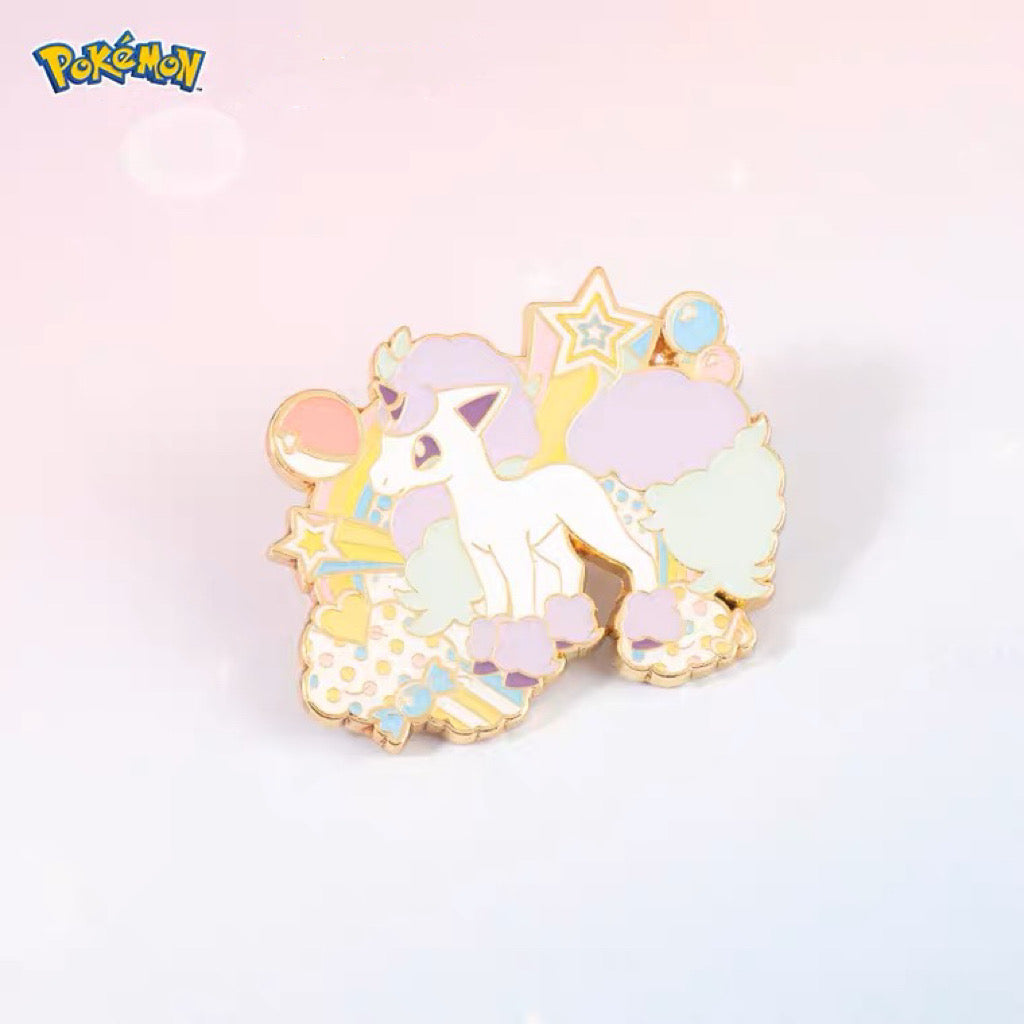 Pokemon Pastel Rainbow Metal Pins - Pikachu Eevee Scorbunny Ponyta Morpeko KawaiiGiftLand
