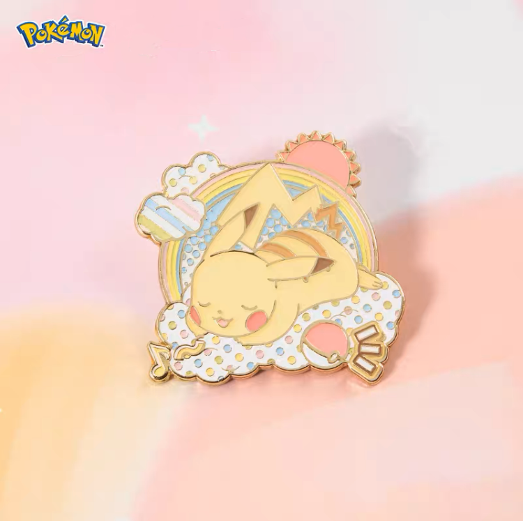 Pokemon Pastel Rainbow Metal Pins - Pikachu Eevee Scorbunny Ponyta Morpeko KawaiiGiftLand