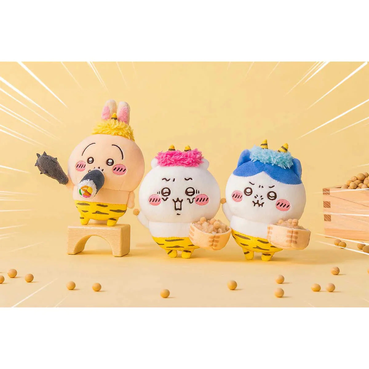 Japan ChiiKawa Mamemaki Spring series | ChiiKawa Hachiware Usagi Mamemaki Plush Doll Keychain - Kawaii items Room Decoration doll KawaiiGiftLand