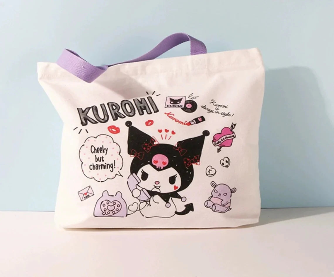 Sanrio Kuromi Tote Bag with Zipper KawaiiGiftLand
