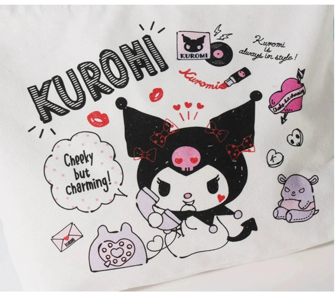 Sanrio Kuromi Tote Bag with Zipper KawaiiGiftLand