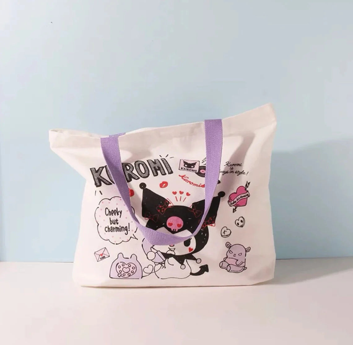 Sanrio Kuromi Tote Bag with Zipper KawaiiGiftLand