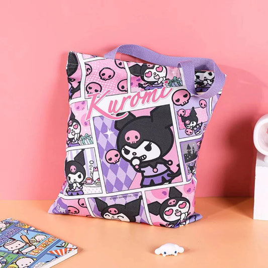 Sanrio Kuromi Comics Style Tote Bag with Zipper KawaiiGiftLand