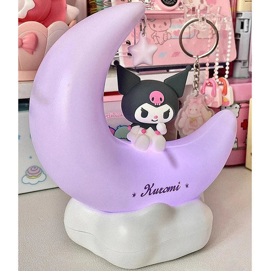 Sanrio Kuromi Sits on Moon Night Purple Light with USB Recharge KawaiiGiftLand
