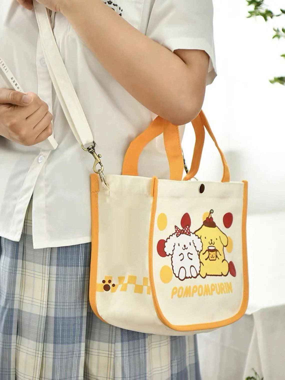 Sanrio 2ways Tote Bag | Hello Kitty My Melody Kuromi Cinnamoroll Pompompurin - Shoulder Bag Handbag KawaiiGiftLand