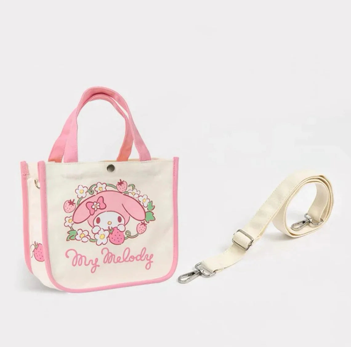 Sanrio 2ways Tote Bag | Hello Kitty My Melody Kuromi Cinnamoroll Pompompurin - Shoulder Bag Handbag KawaiiGiftLand