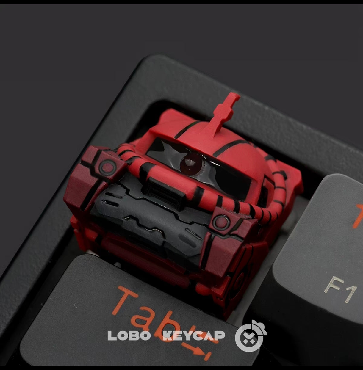 LOBO-KEYCAP-Chars-Zaku-II-artisan-molded-resin-keycap-red-mecha-anime-keyboard-accessory