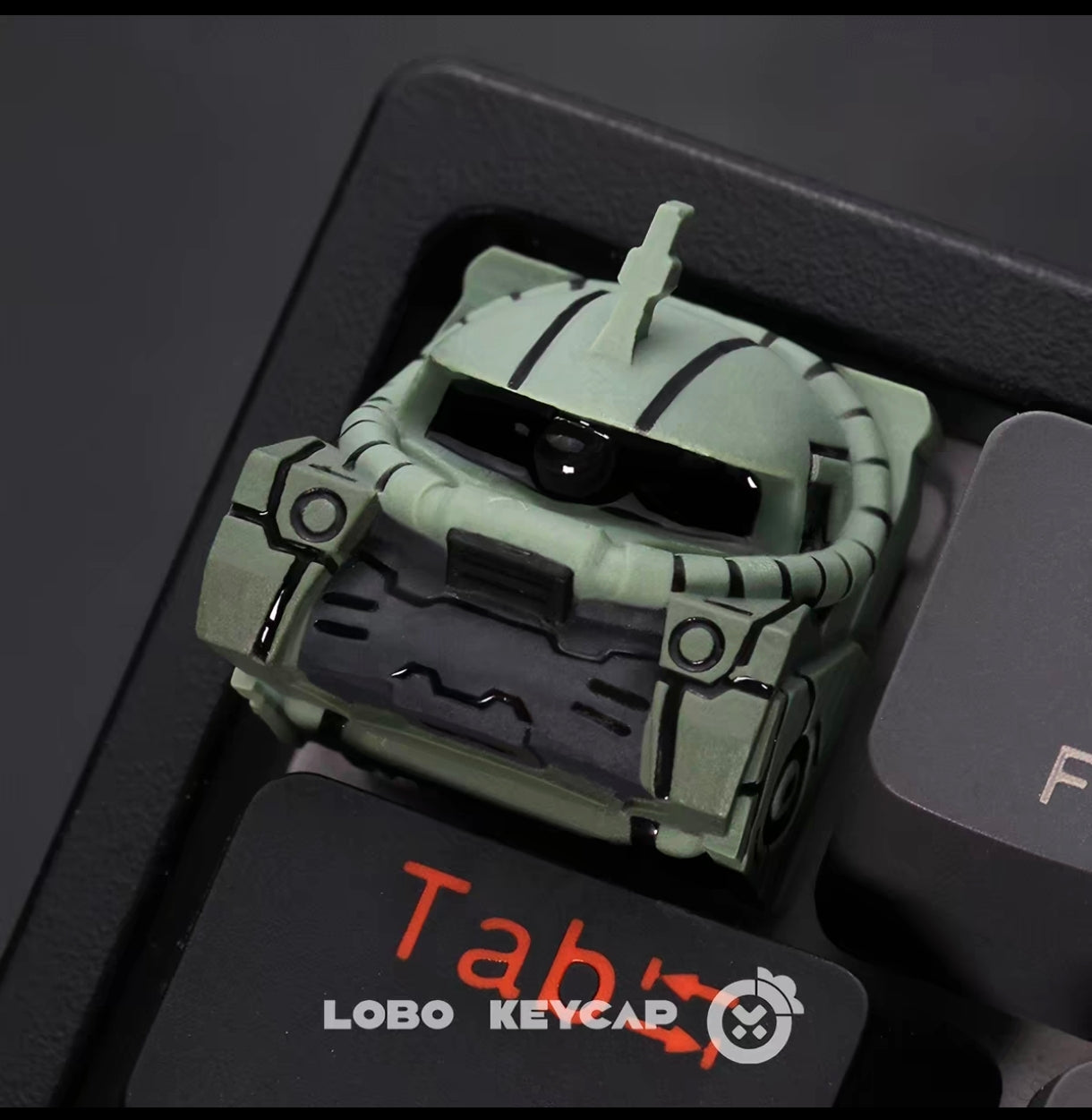LOBO-KEYCAP-Mass-Production-Zaku-II-artisan-molded-resin-keycap-green-mecha-keyboard-accessory