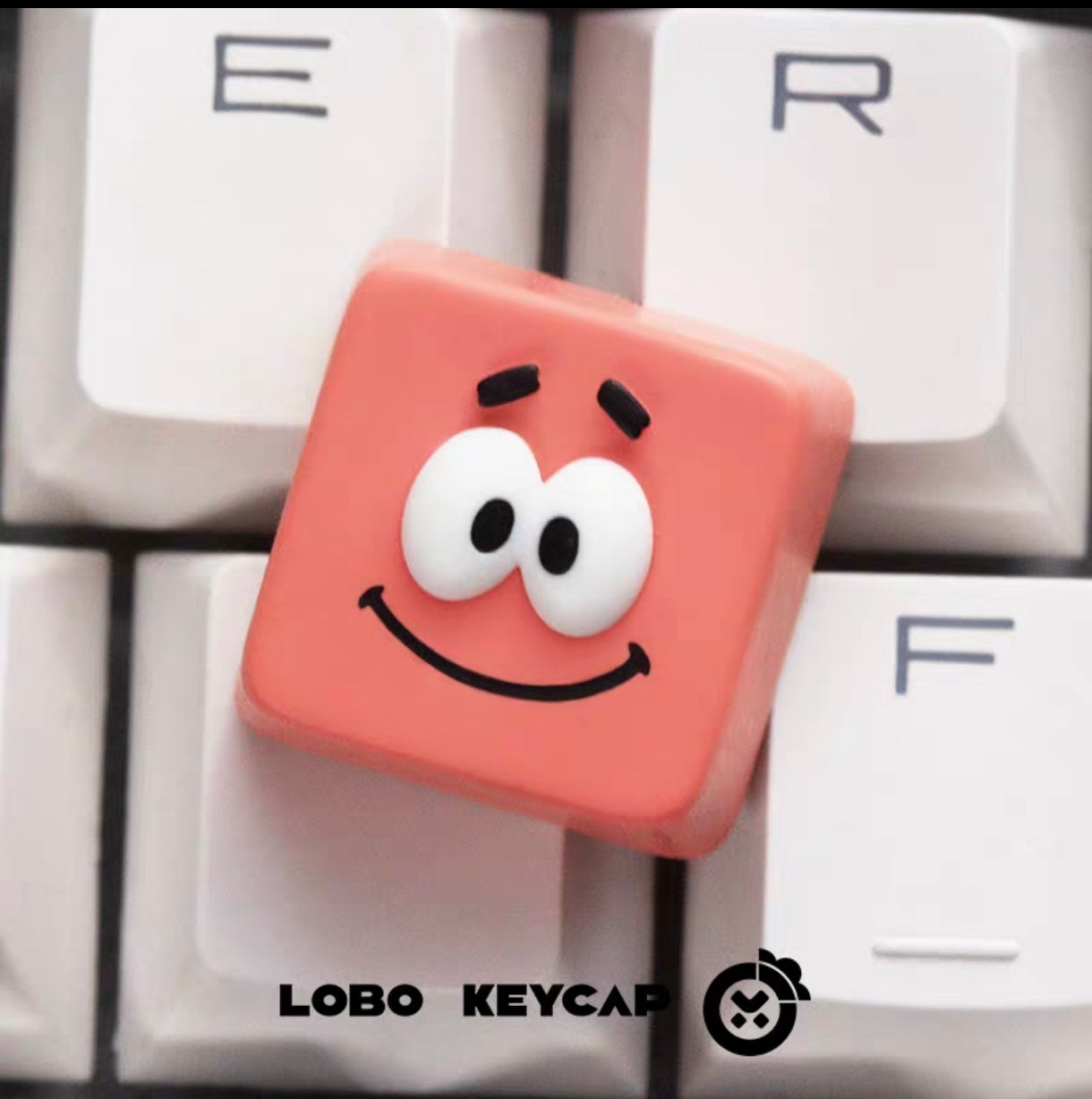 LOBO-KEYCAP-Patrick-Star-artisan-resin-keycap-pink-kawaii-desk-setup-accessory