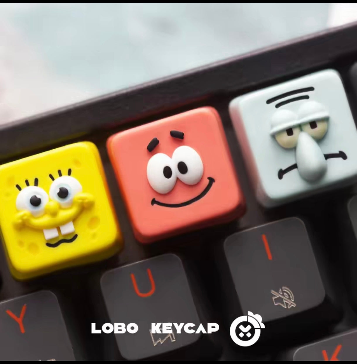 LOBO-KEYCAP-SpongeBob-SquarePants-and-Patrick-Star-artisan-molded-resin-keycaps-set-yellow-and-pink-keyboard-accessories