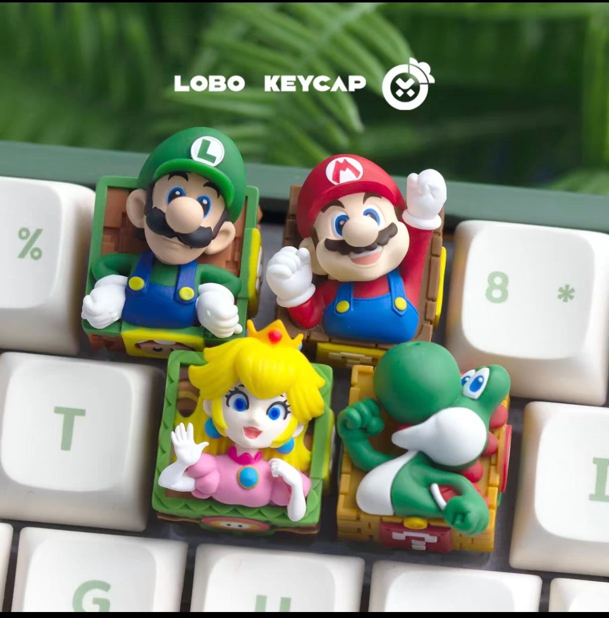 LOBO-KEYCAP-Super-Mario-squad-artisan-resin-keycaps-full-set-marian-luigi-yoshi-peach