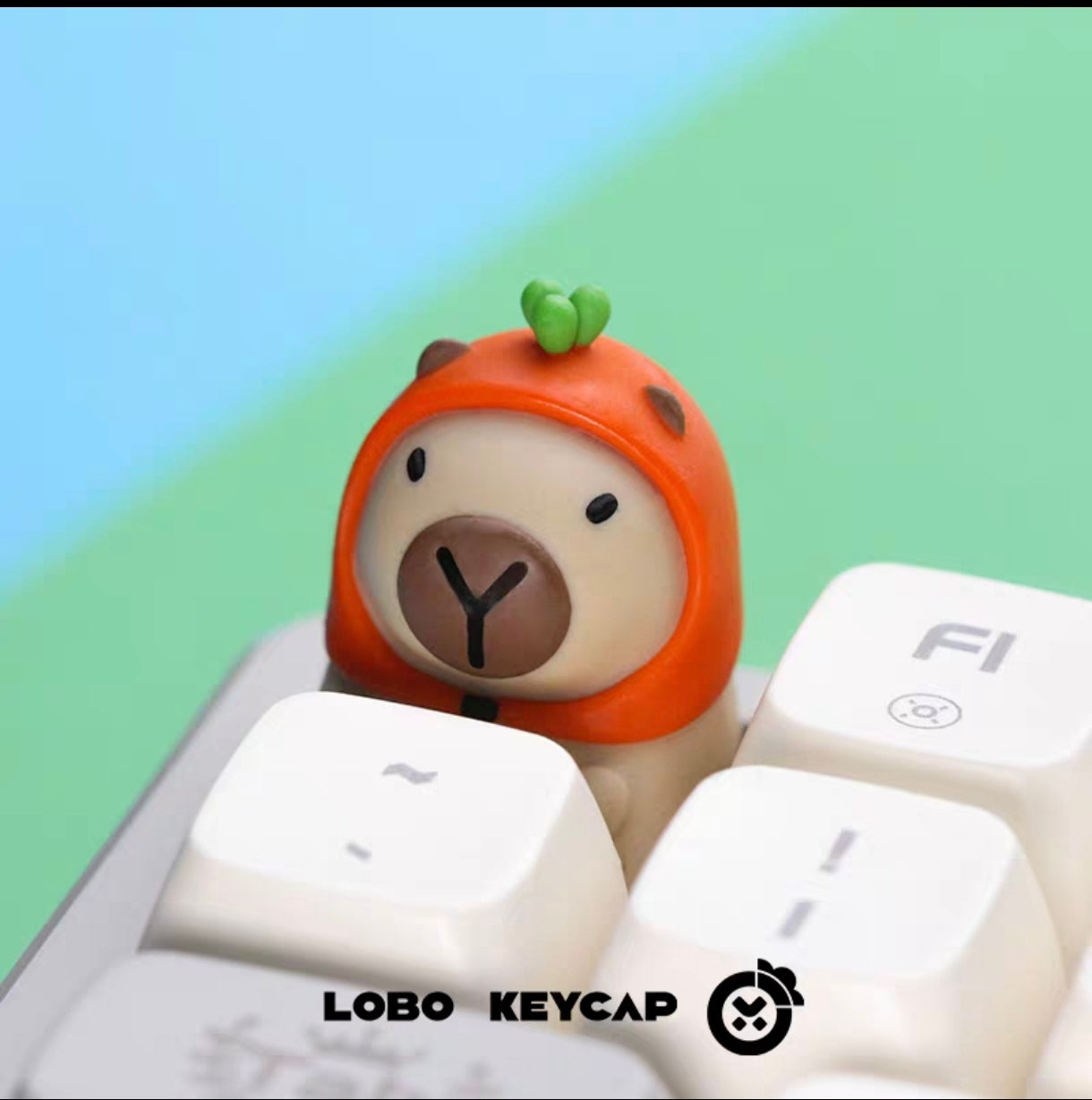 LOBO-KEYCAP-capybara-with-orange-yuzu-artisan-resin-keycap-brown-animal-keyboard-decor