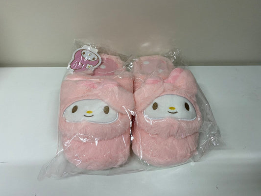 Sanrio My Melody Pink Fluffy Big Head Fur Winter Slippers KawaiiGiftLand