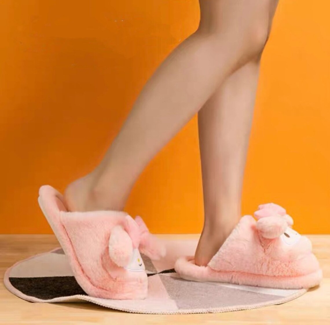 Sanrio My Melody Pink Fluffy Big Head Fur Winter Slippers KawaiiGiftLand