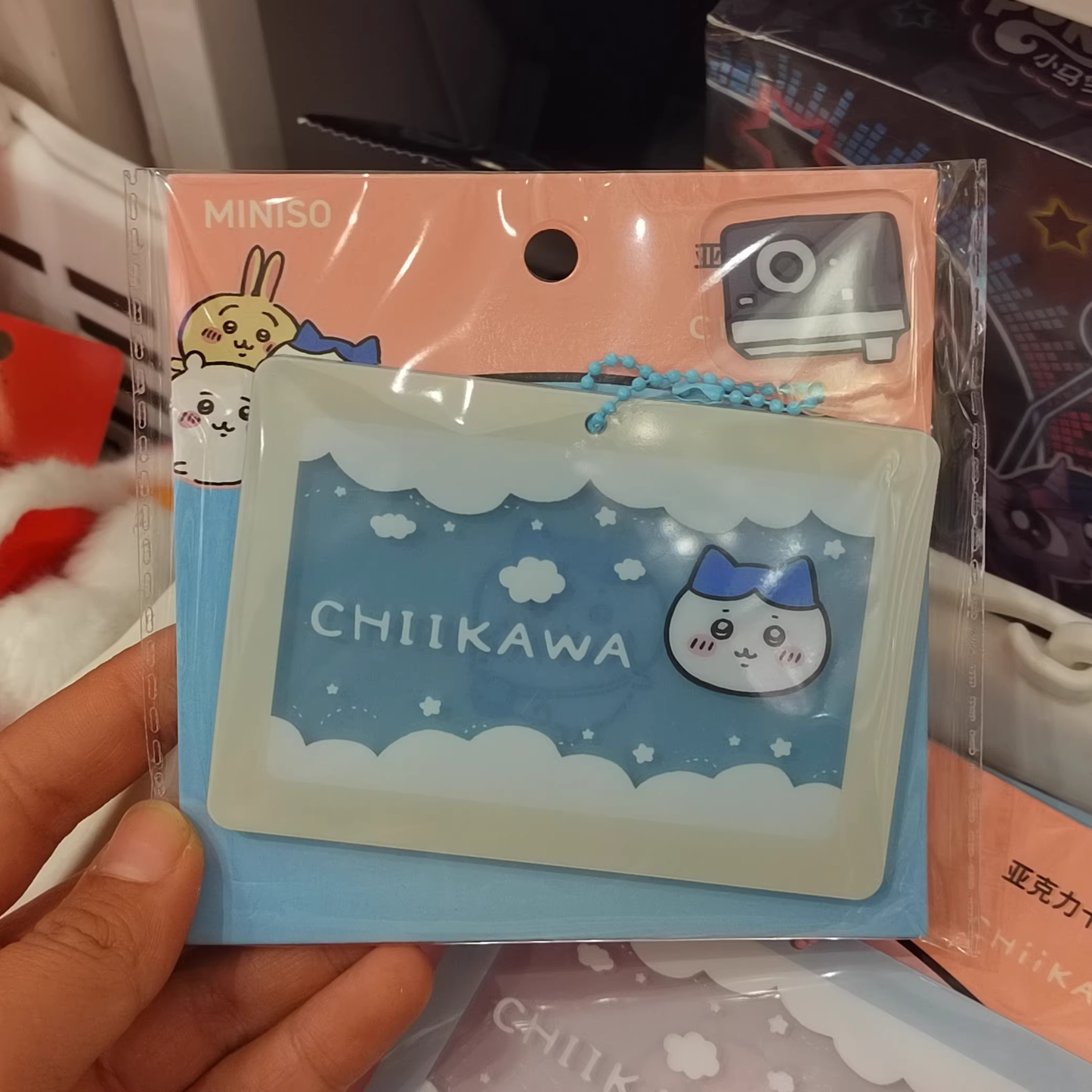 ChiiKawa X Miniso | ChiiKawa Hachiware Usagi Plastic Cardholder with Small Acrylic Accessories - Kawaii Items KawaiiGiftLand