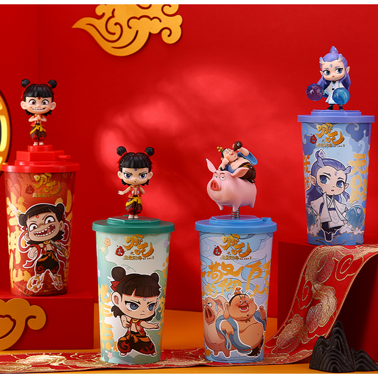 Miniso X Ne Zha | Ne Zha 2 Movie Cute Figure Topper Cup - Kawaii Items Toy Collection Home Decoration