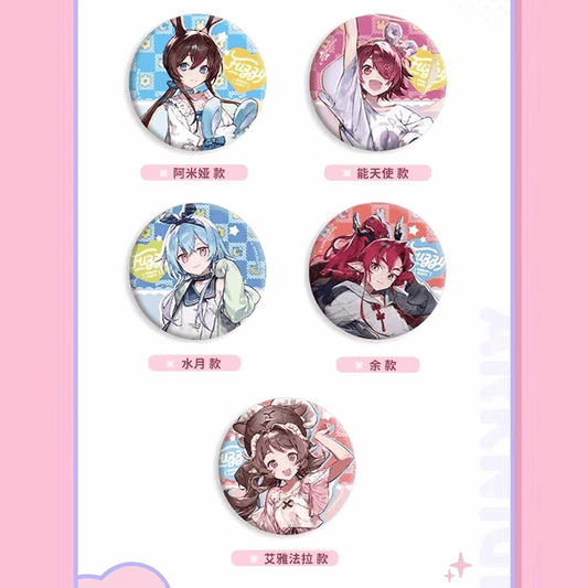 Miniso X Arknights Fuzzy Dream Party | Amiya Exusiai Eyjafjalla Mizuki Yu Cute Double Flash Metal Badge - Cute Kawaii Item decoration