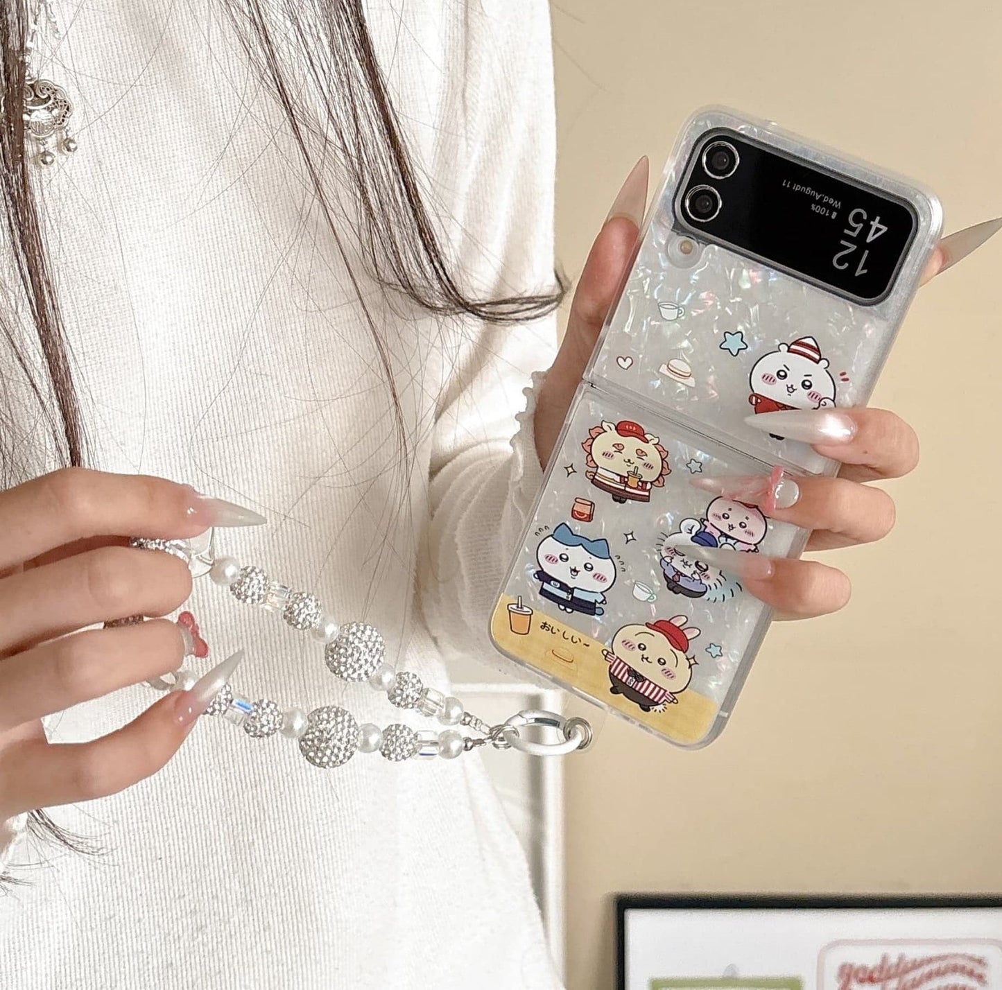 Cute Cartoon Chiikawa Peal Case  | Cheer Up & Fast Food Party - Phone Case Samsung Galaxy Z Flip 3 4 5 6 KawaiiGiftLand