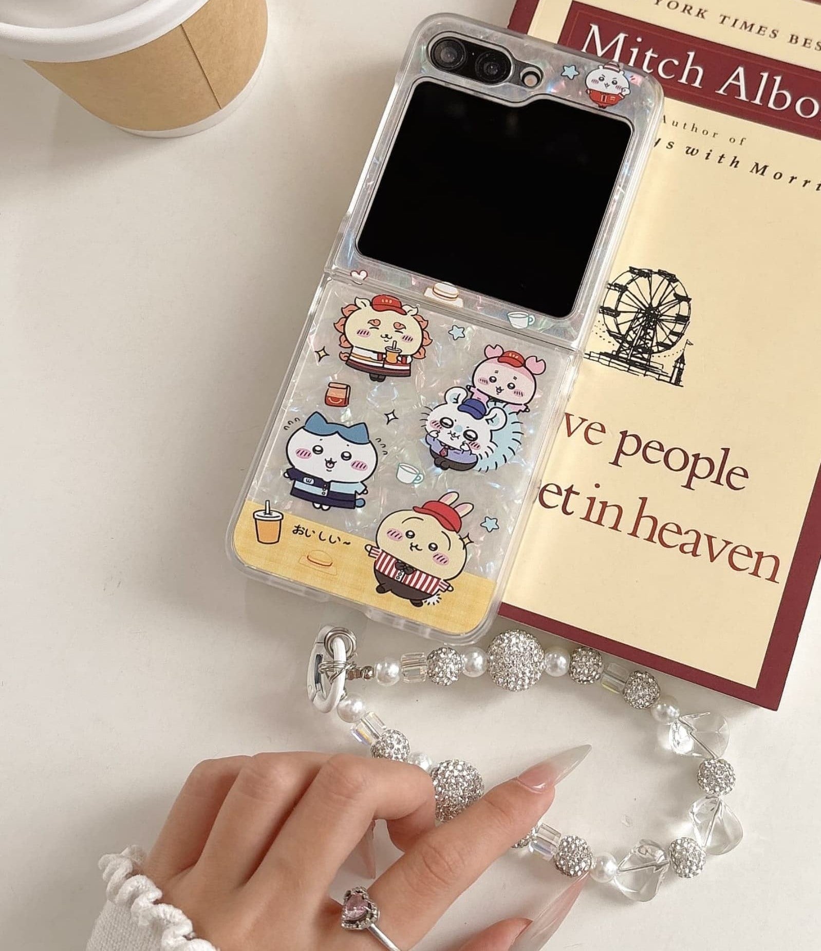 Cute Cartoon Chiikawa Peal Case  | Cheer Up & Fast Food Party - Phone Case Samsung Galaxy Z Flip 3 4 5 6 KawaiiGiftLand