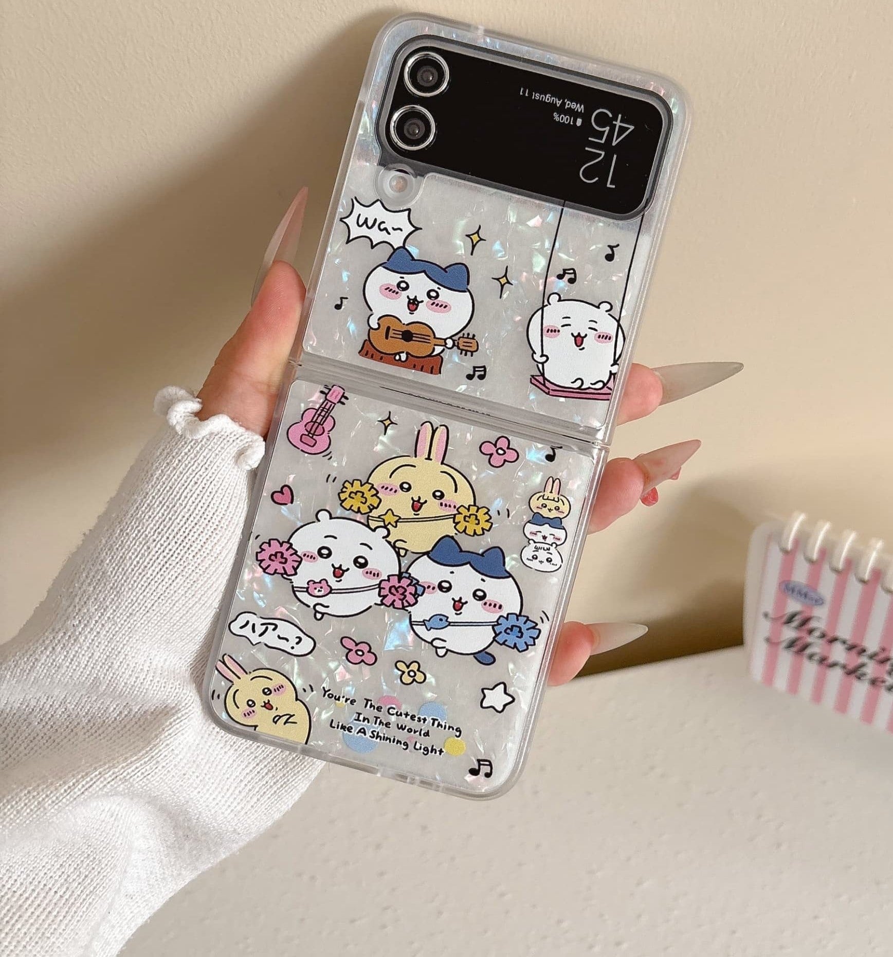 Cute Cartoon Chiikawa Peal Case  | Cheer Up & Fast Food Party - Phone Case Samsung Galaxy Z Flip 3 4 5 6 KawaiiGiftLand