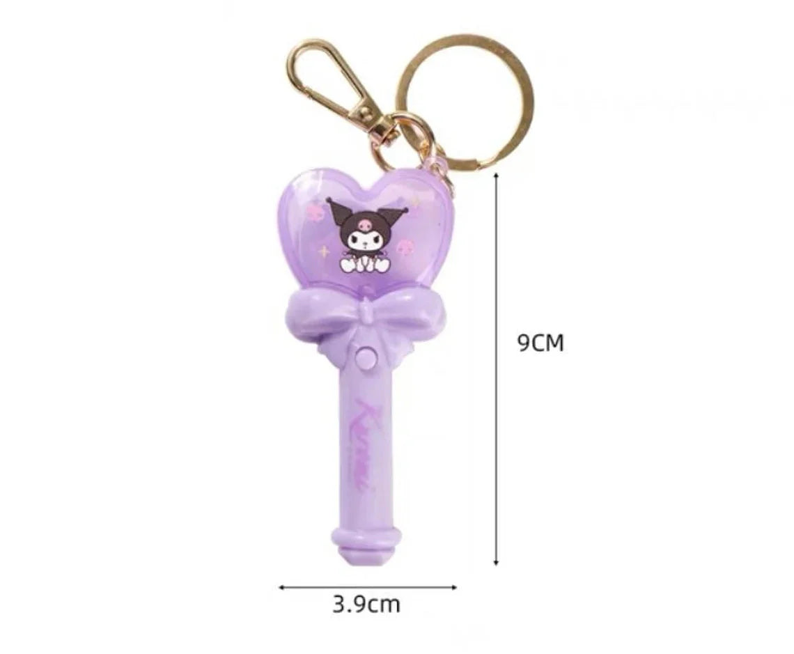 Sanrio Light Magic Wand Stick Hello Kitty Melody Kuromi Cinnamoroll Little Twin Stars Pompompurin Keychain KawaiiGiftLand