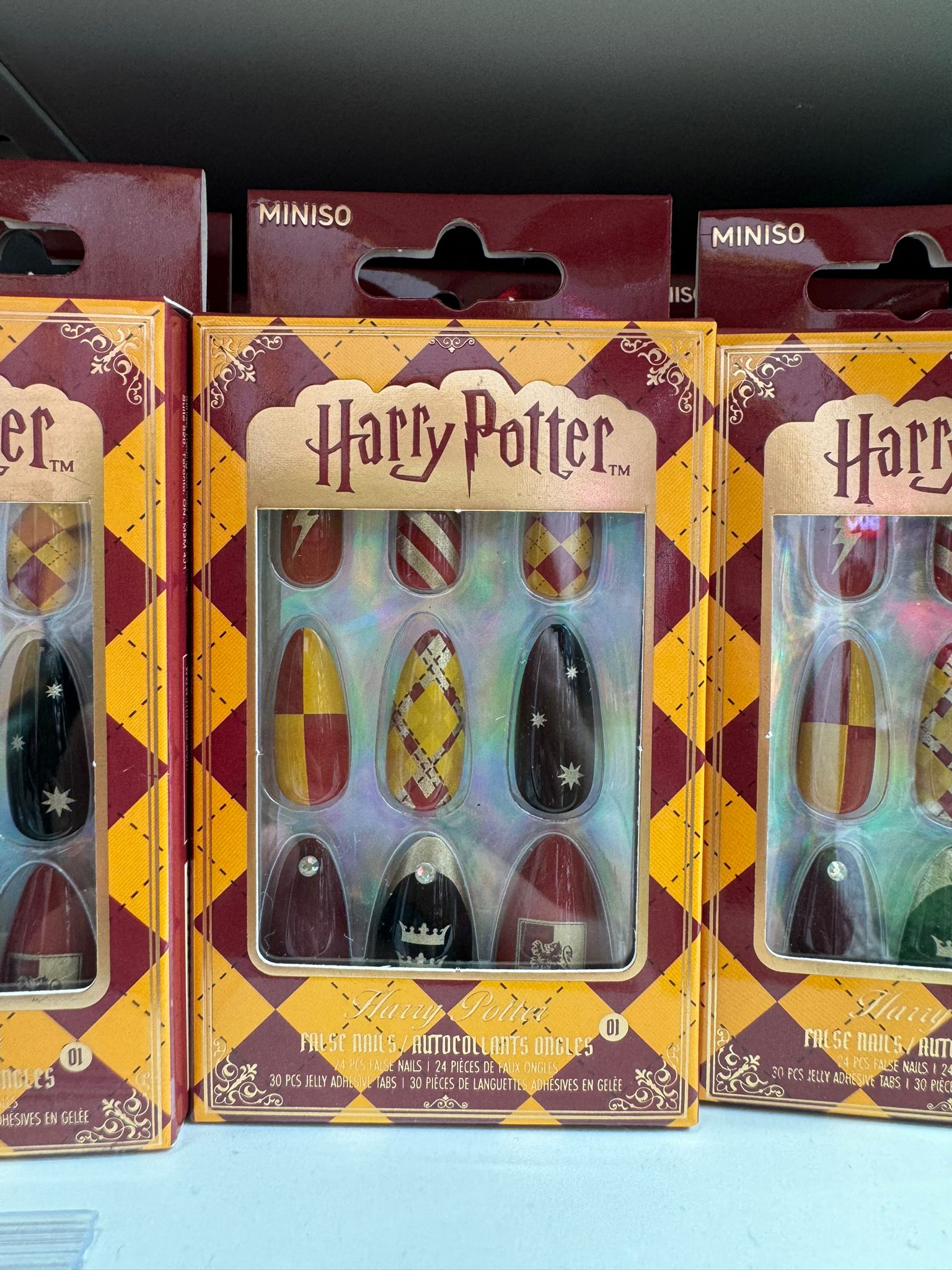 Harry Magical School Wizard Witch X Miniso | Magical School Four Houses Fake Nails Red Blue Green Yellow - Kawaii items KawaiiGiftLand