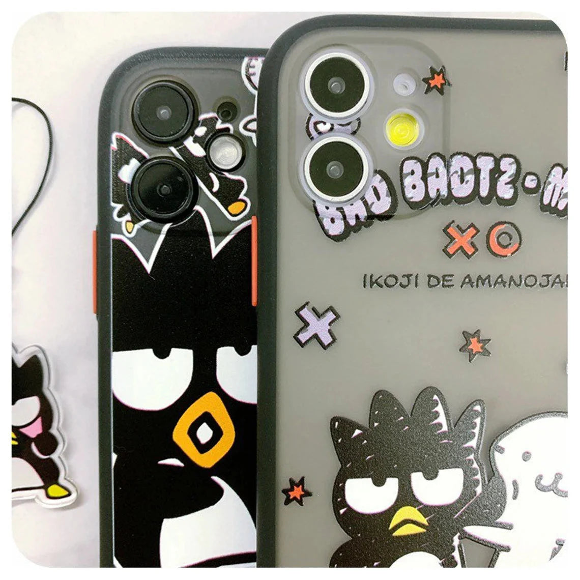 Japanese Cartoon Bad Badtz Maru XO with Phone Strap iPhone Case 6 7 8 PLUS SE2 XS XR X 11 12 13 14 15 16 Pro Promax 12mini 13mini KawaiiGiftLand