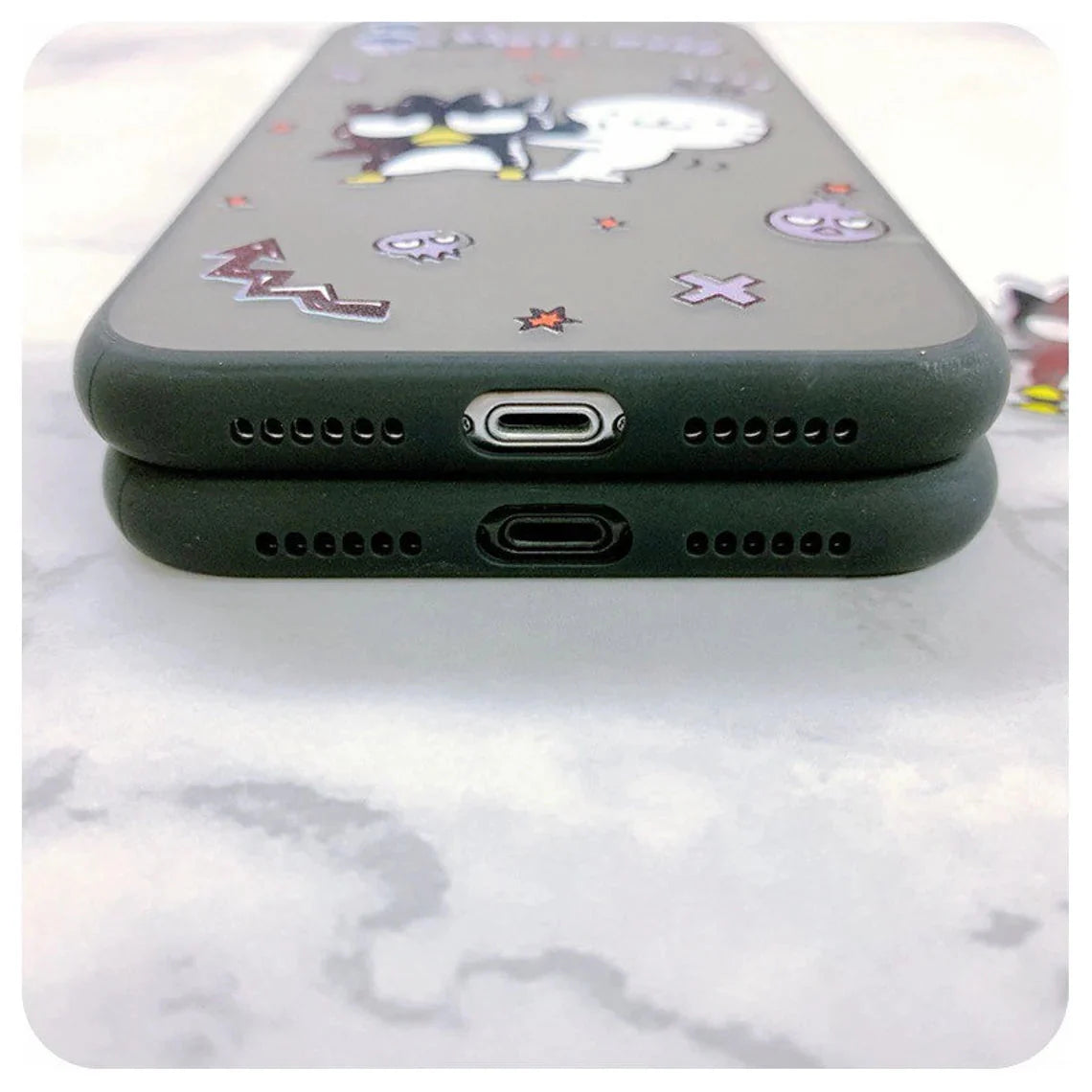 Japanese Cartoon Bad Badtz Maru XO with Phone Strap iPhone Case 6 7 8 PLUS SE2 XS XR X 11 12 13 14 15 16 Pro Promax 12mini 13mini KawaiiGiftLand