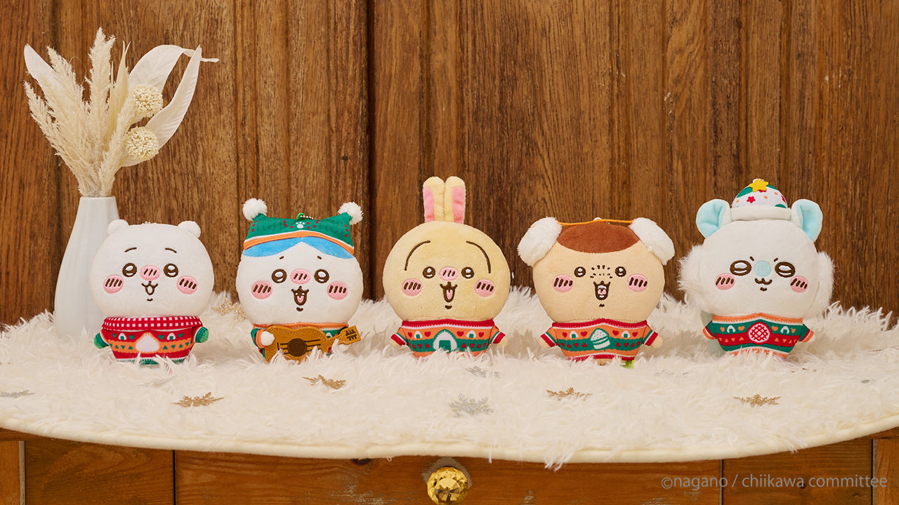 Japan ChiiKawa Christmas X Convenience Store Lottery | Prize A B C D E - ChiiKawa Hachiware Usagi Momonga Kurimanju Giant Plush Doll Cushion Keychain Plate Candle Crystal Ball Kawaii items Room Decoration KawaiiGiftLand