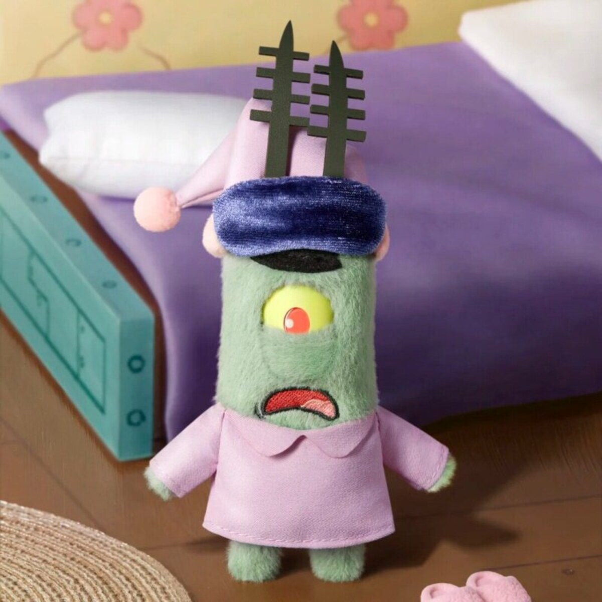 Plankton's Day in Bikini Bottom Series - Pajama Plankton plush keychain in nightgown and nightcap