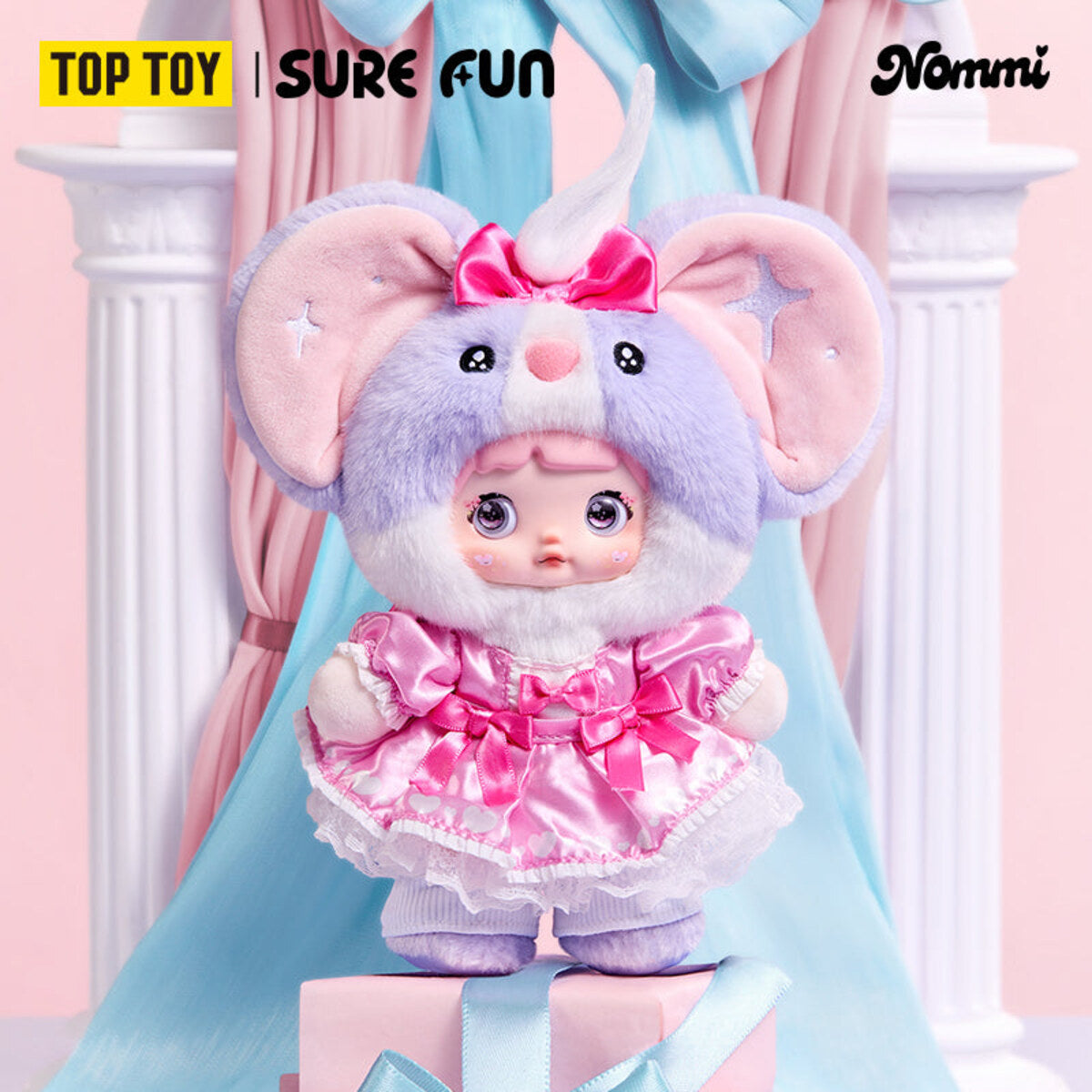 Nommi Treasure Collector Series Bow Collector purple plush doll with a big pink bow