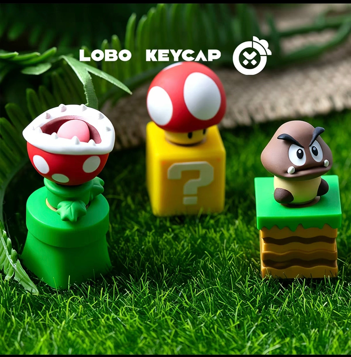 Lobo Keyboard Keycap Super Mario Retro Gaming Artisan Keycaps – Hand-Cast Resin Anime Keyboard Accessories & Desk Decor