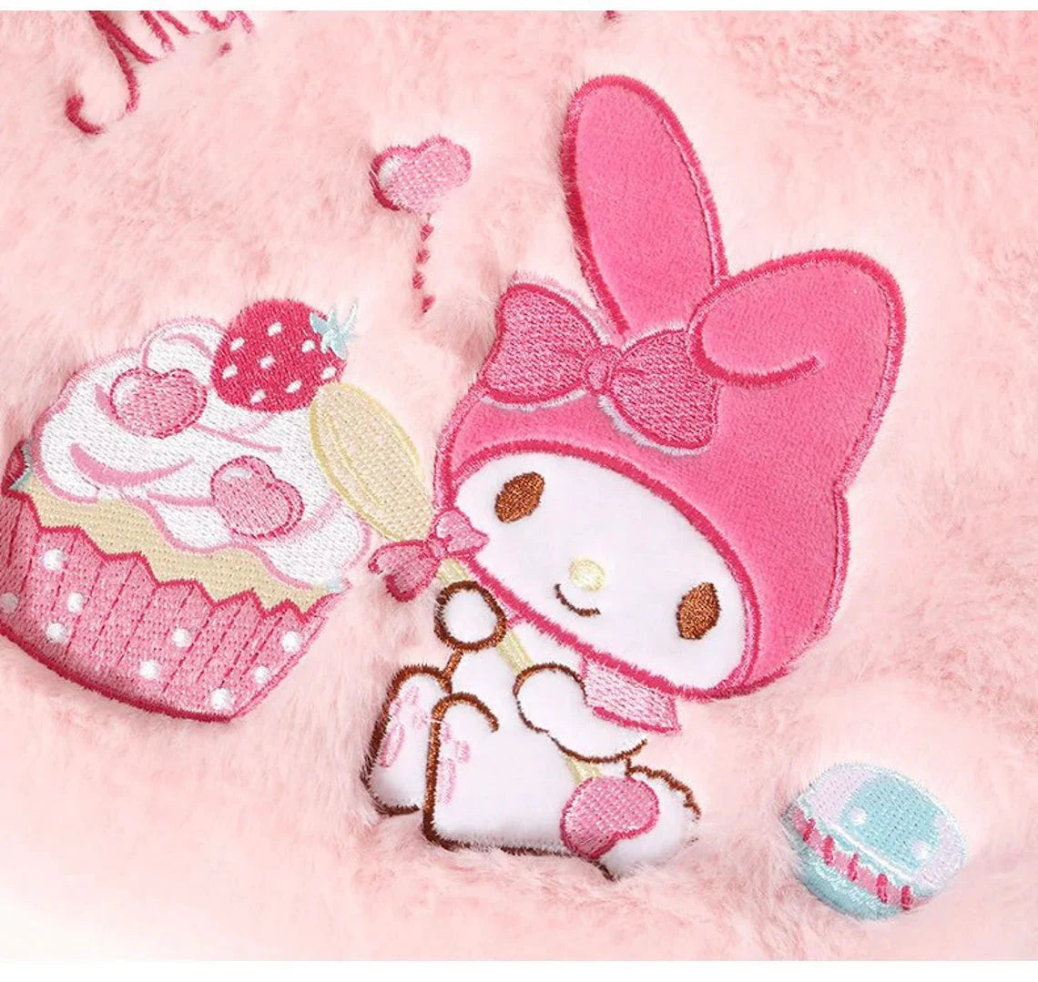 Sanrio Hello Kitty My Melody Kuromi Cinnamoroll Fluffy Shopping Totes Shoulder Bag with Strap KawaiiGiftLand