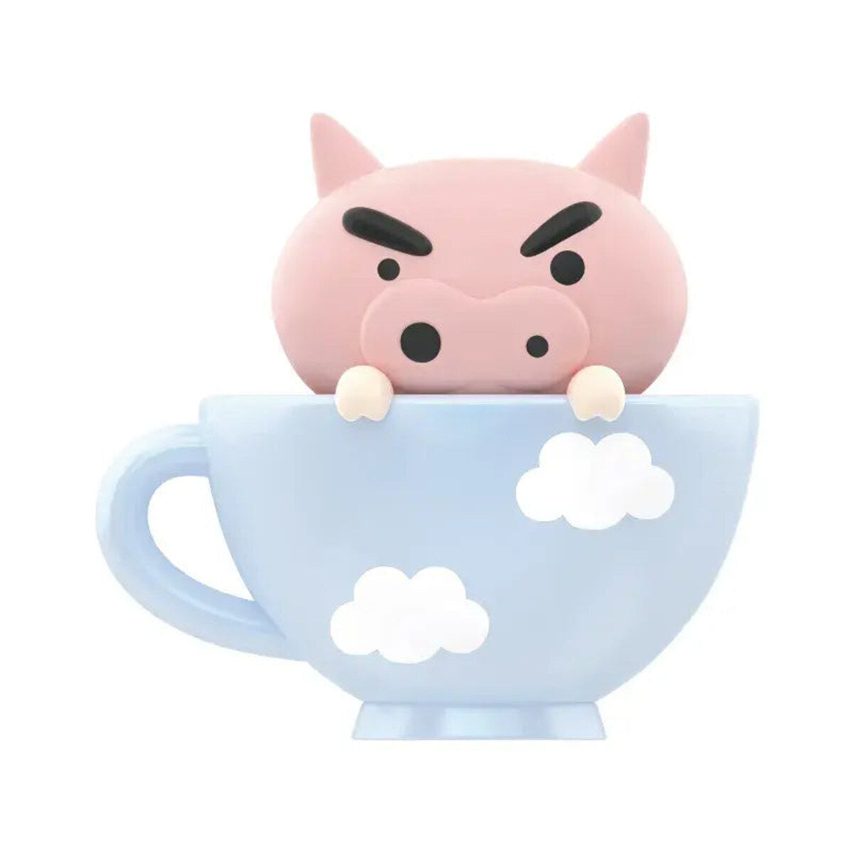 Buriburizaemon pig mini figure sitting in a blue cloud teacup from the TOPTOY Teacup Series