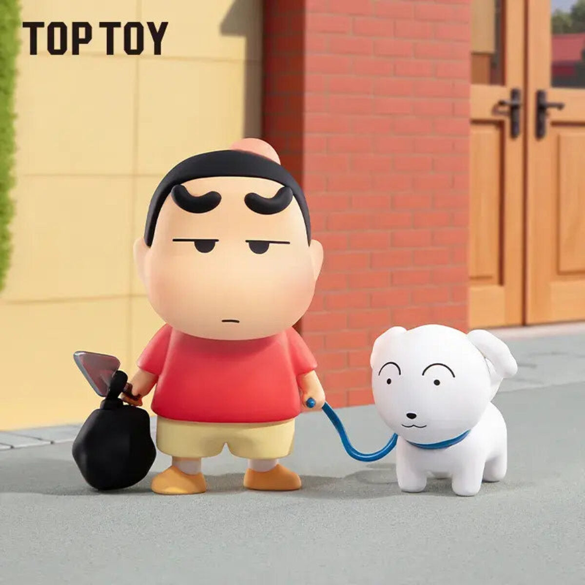 Crayon Shin-chan Retro Daily Life figure - walking Shiro with trash bag
