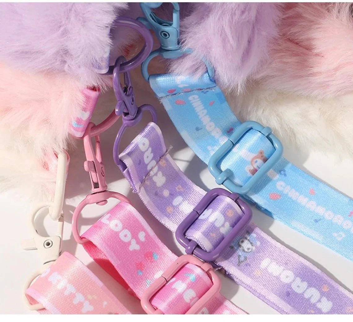 Sanrio Hello Kitty My Melody Kuromi Cinnamoroll Fluffy Shopping Totes Shoulder Bag with Strap KawaiiGiftLand