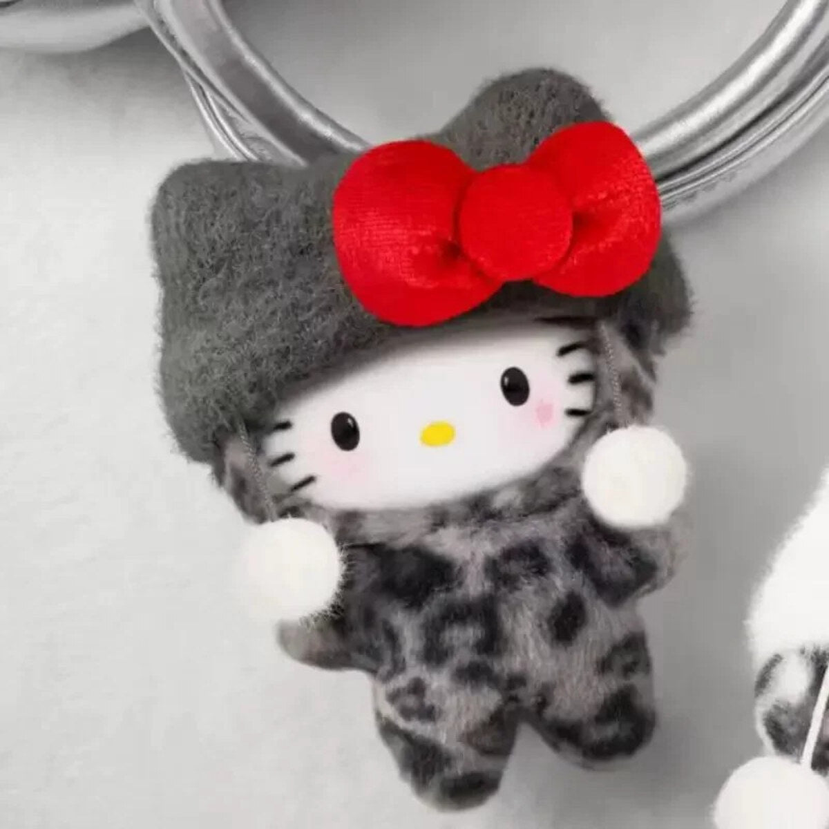 Hello Kitty Leopard Series Retro Vibe plush charm keychain
