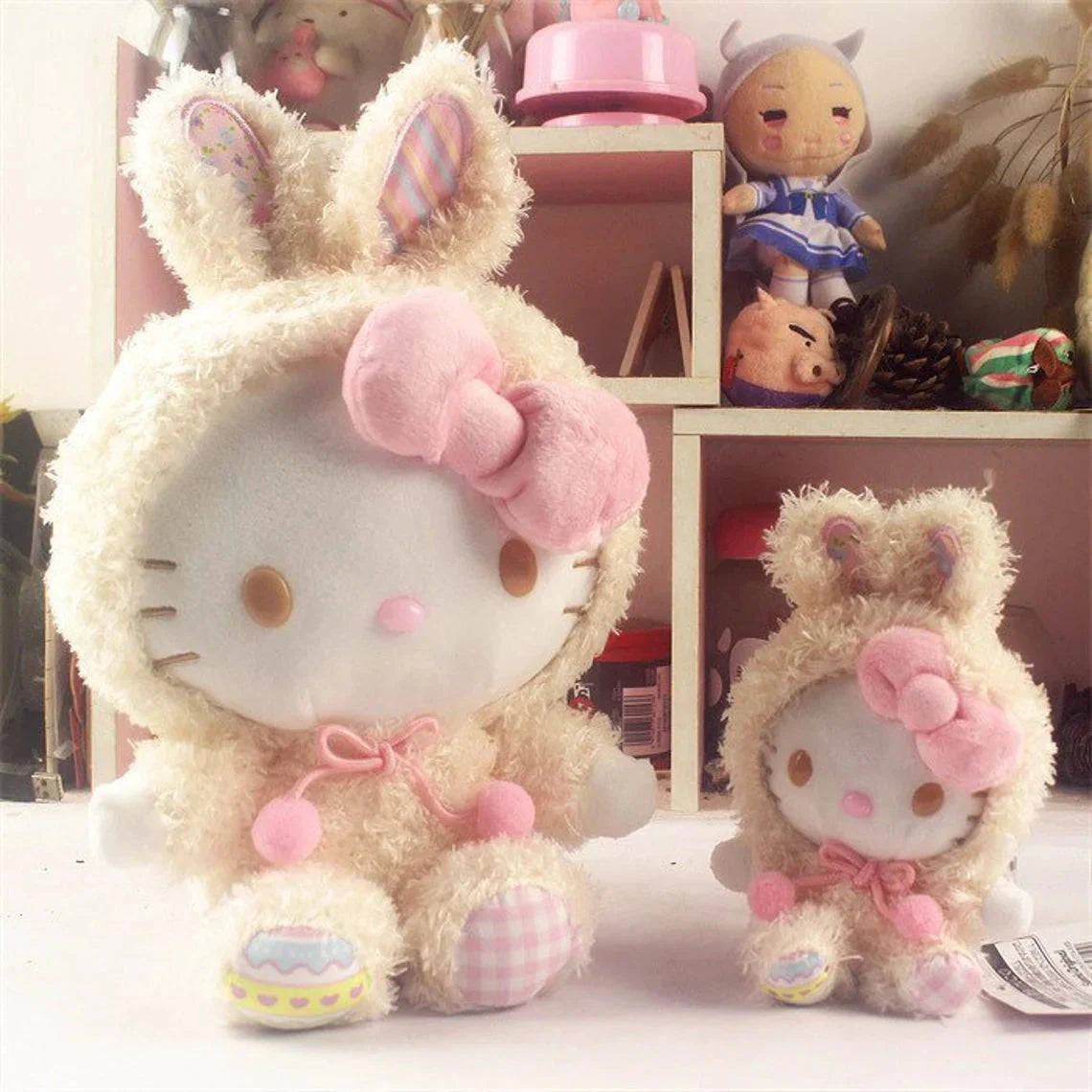Sanrio Easter Rabbit Hello Kitty Yellow Plush Doll & Mini Plush Doll Keychain KawaiiGiftLand