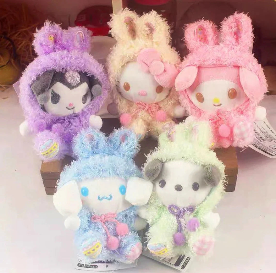 Sanrio Easter Rabbit Hello Kitty Yellow Plush Doll & Mini Plush Doll Keychain KawaiiGiftLand