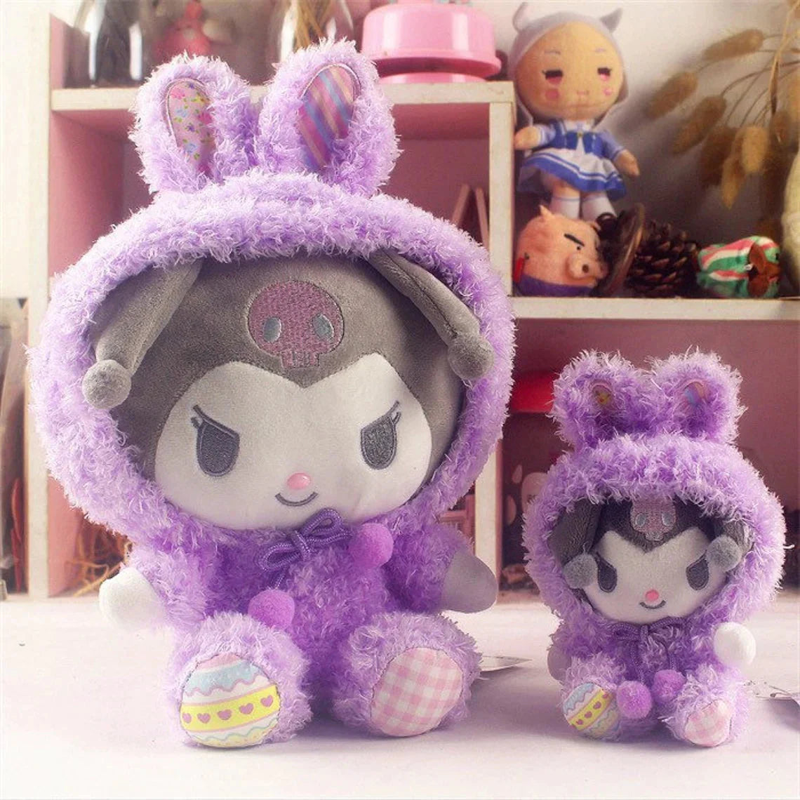 Sanrio Easter Rabbit Kuromi Purple Plush Doll & Mini Plush Doll Keychain KawaiiGiftLand