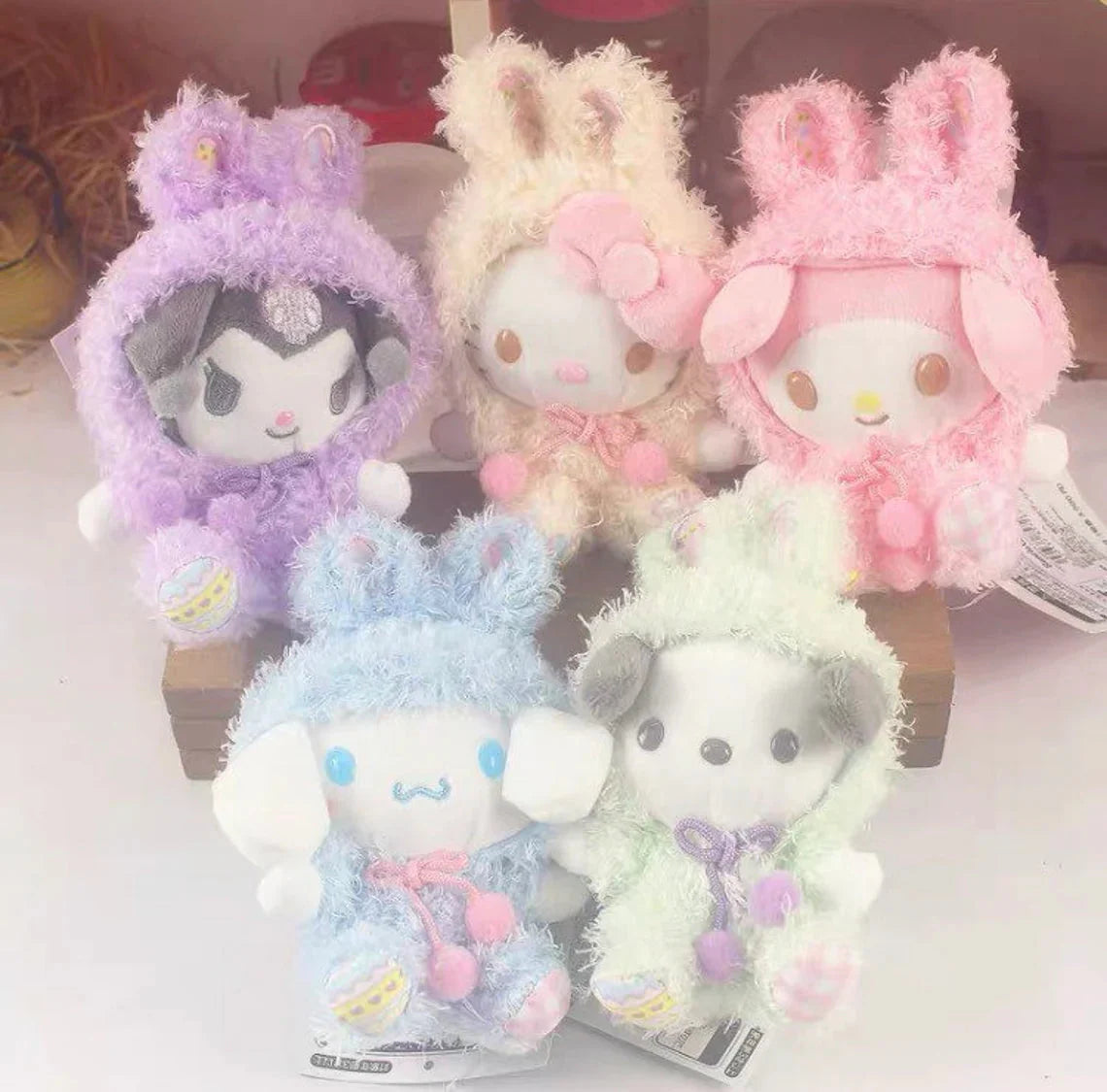 Sanrio Easter Rabbit Kuromi Purple Plush Doll & Mini Plush Doll Keychain KawaiiGiftLand