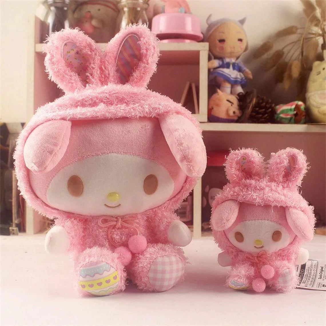 Sanrio Easter Rabbit My Melody Pink Plush Doll & Mini Plush Doll Keychain KawaiiGiftLand