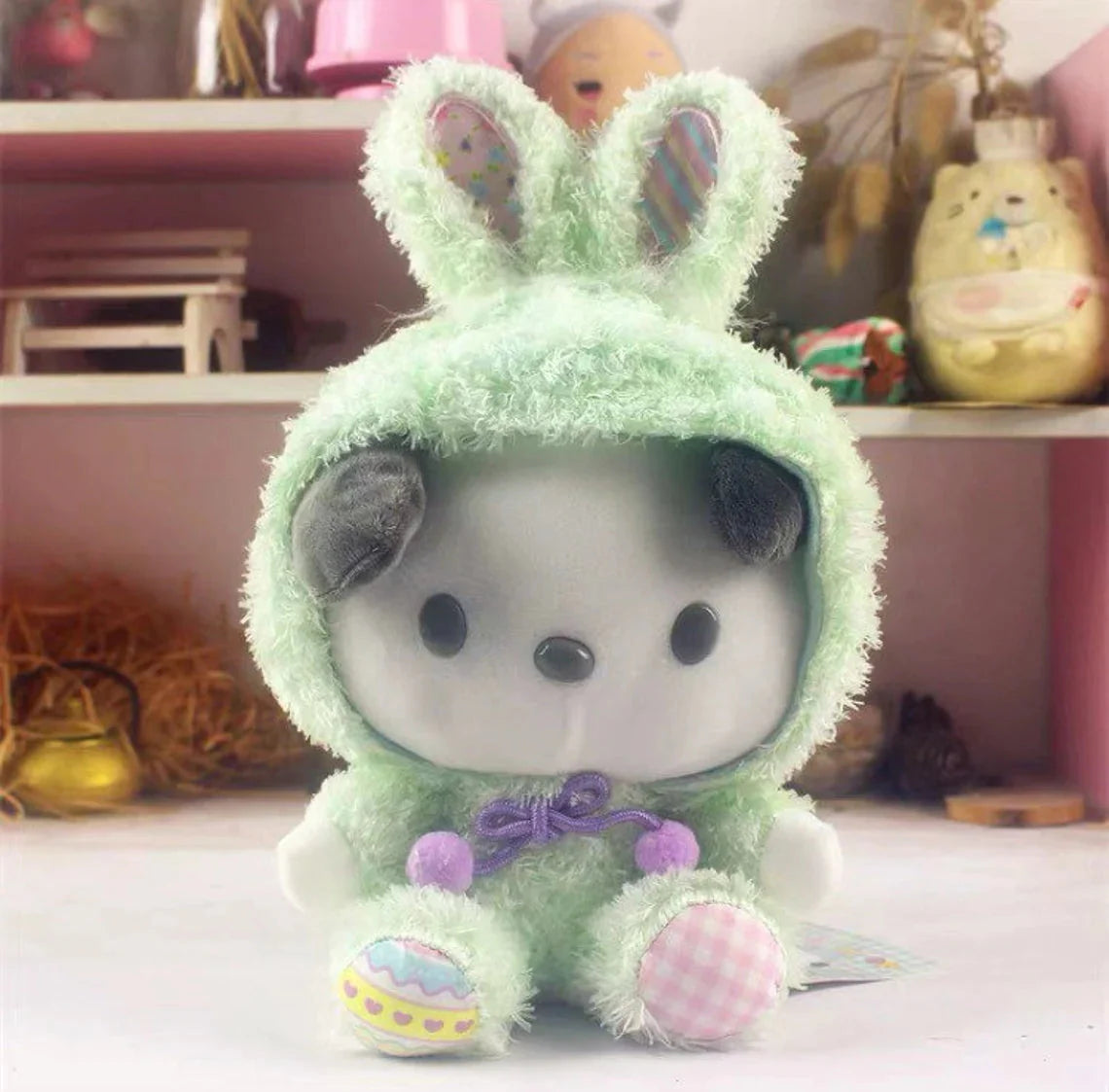 Sanrio Easter Rabbit Pochacco Mint Plush Doll & Mini Plush Doll Keychain KawaiiGiftLand