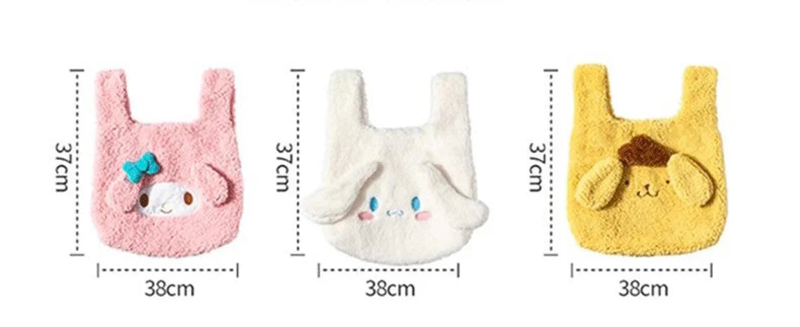 Sanrio My Melody Cinnamoroll Pompompurin Fluffy Handbag Tote Bag KawaiiGiftLand