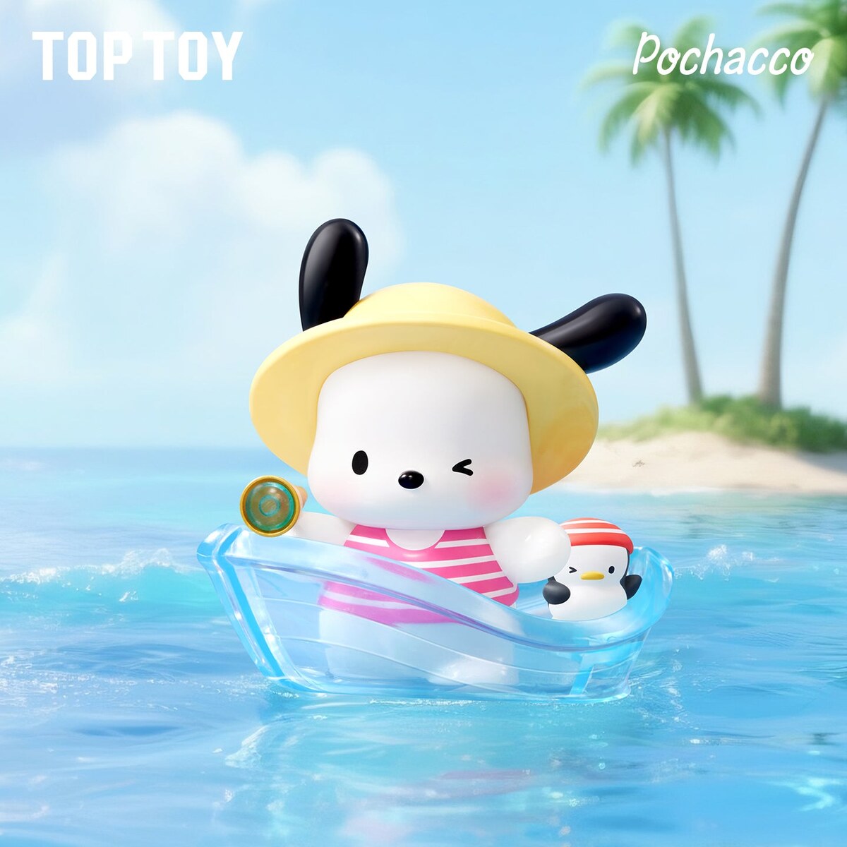 Pochacco Travel Diary Series glass boat sea adventure vinyl figure - blind box design