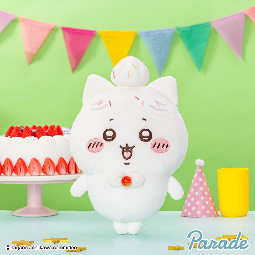 Japan ChiiKawa ChiiKawa & Hachiware Birthday 2025 Series | ChiiKawa Hachiware Usagi Birthday Cake Cream and Lighter Big 30cm Plush Doll  Kawaii items Room Decoration doll KawaiiGiftLand